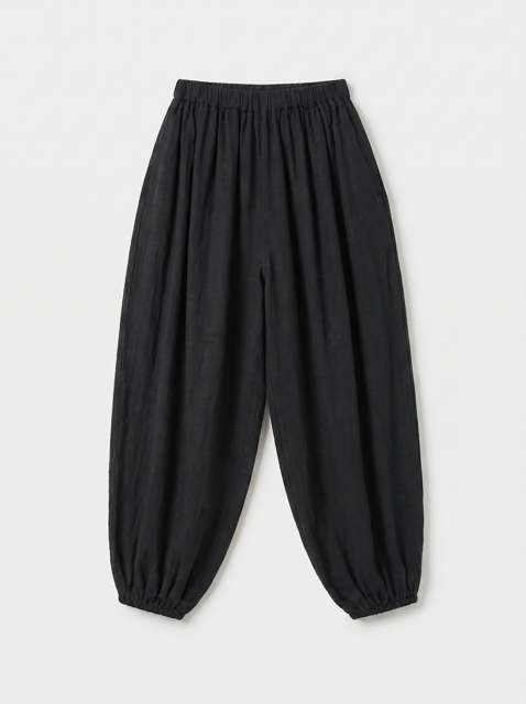 PANTALON BALLON EN GAZE DE COTON NOIR