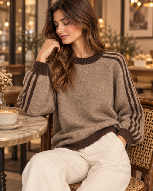 PULL CHOCO/ CAFE MANCHES LONGUES