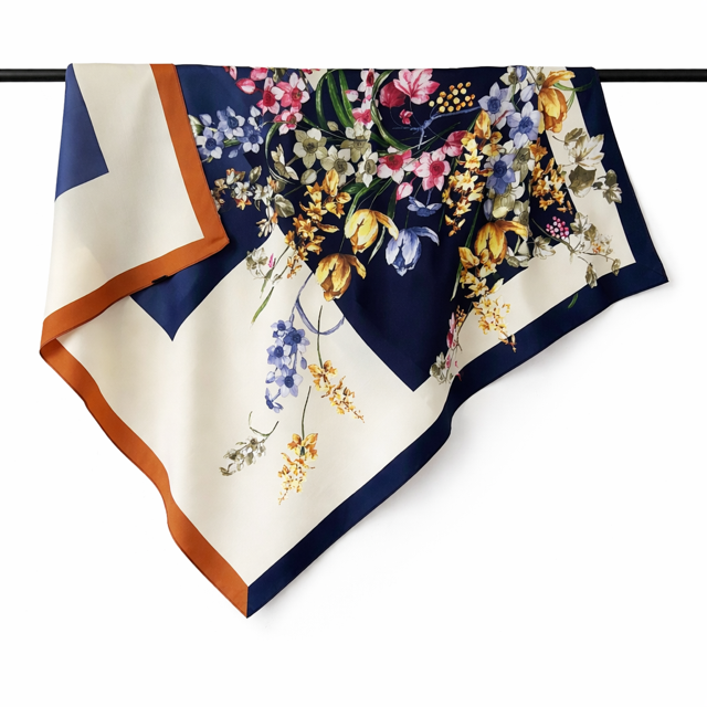 FOULARD FLEURS MARINE