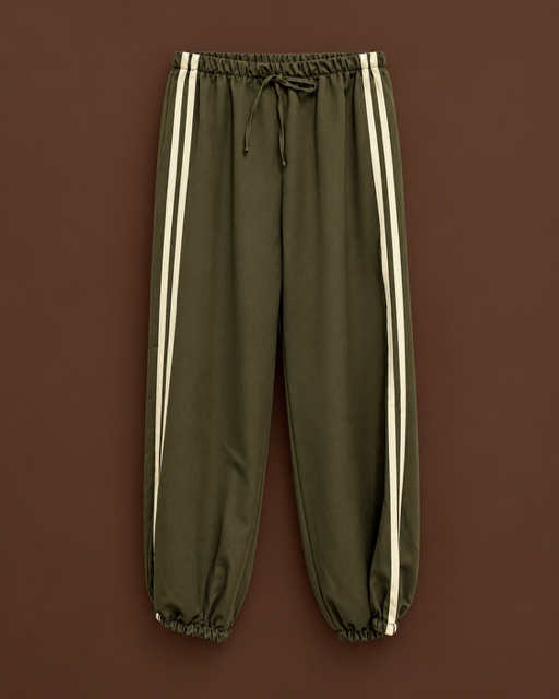 PANTALON KAKI BANDES BLANCHES