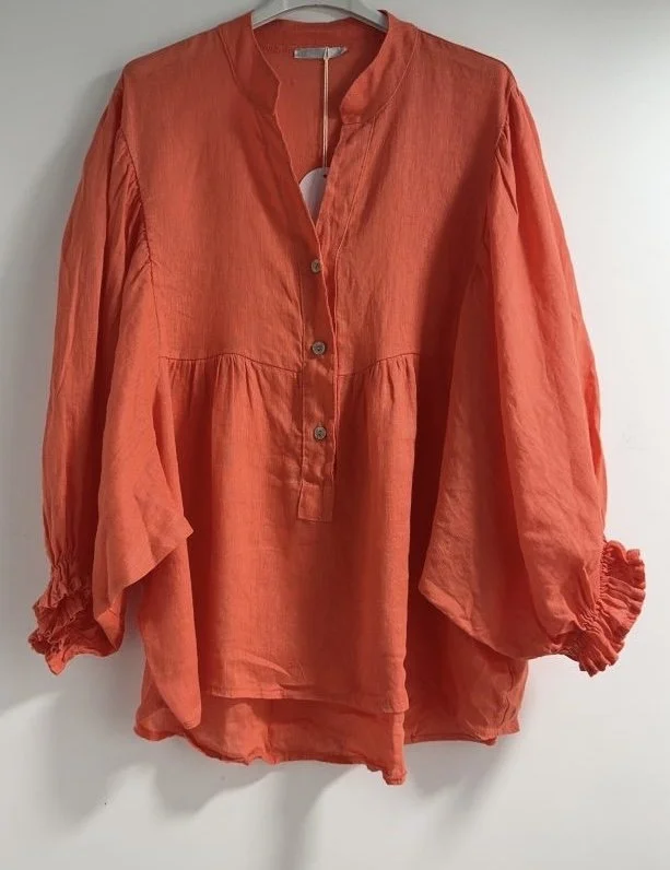BLOUSE EN LIN CORAIL