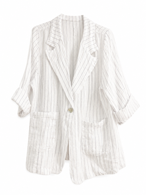 BLAZER BLANC RAYE 100% LIN