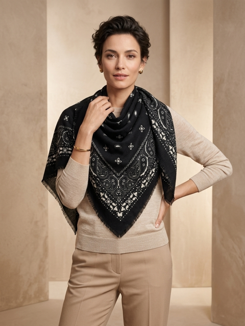 CHECHE FOULARD BANDANA NOIR