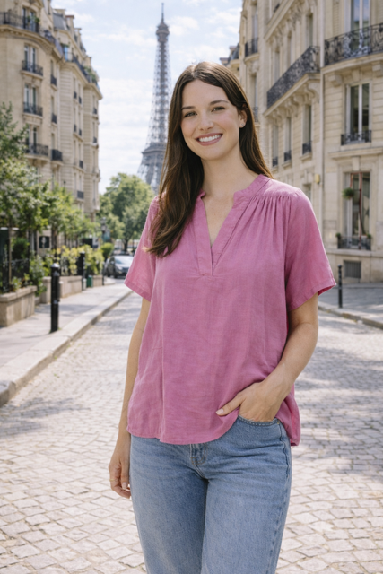 BLOUSE EN VOILE DE COTON ORCHID