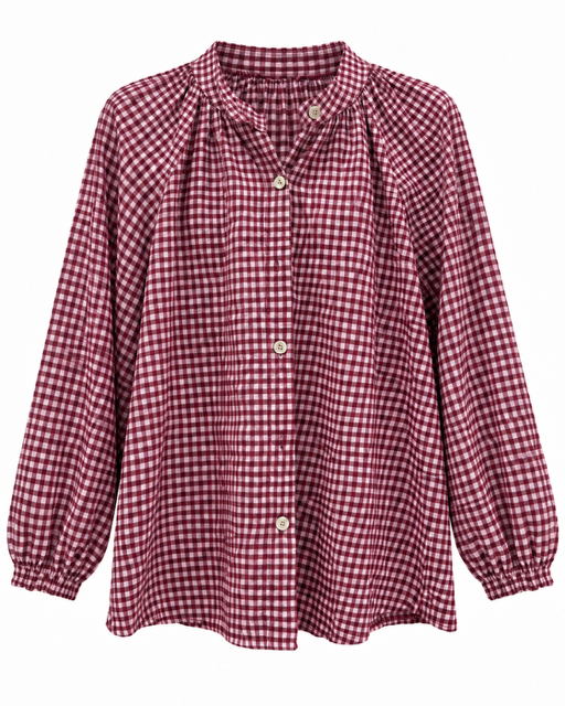CHEMISE VICHY PRUNE/ BORDEAUX