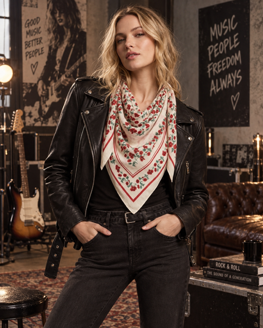 CHECHE FOULARD EN COTON ROUGE