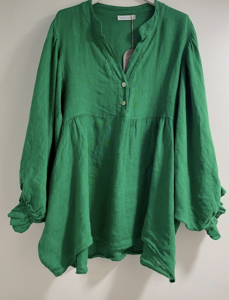 BLOUSE EN LIN VERTE