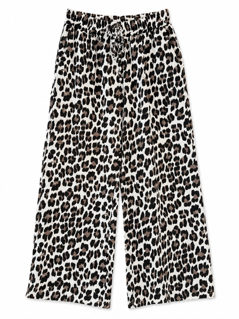 PANTALON EN GAZE DE COTON LEO BEIGE GRANDE TAILLE