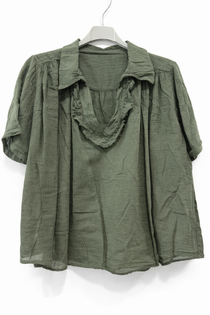 BLOUSE EN COTON KAKI FONCE