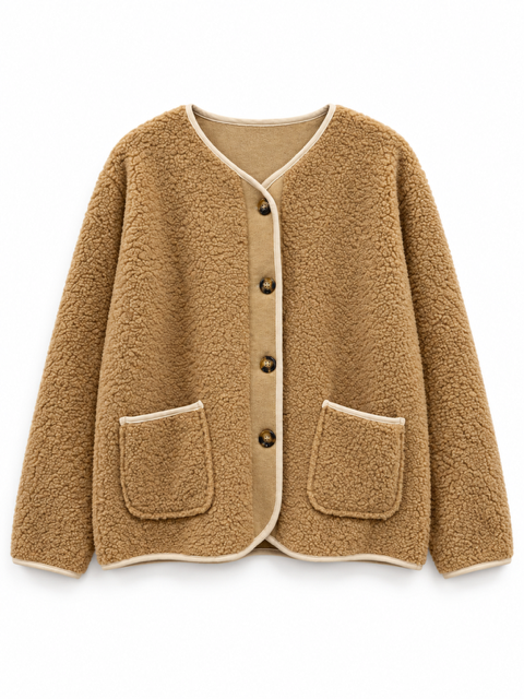 VESTE BOUCLETTE CARAMEL