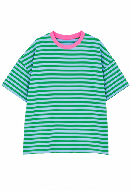 TEESHIRT RAYE VERT/BLEU