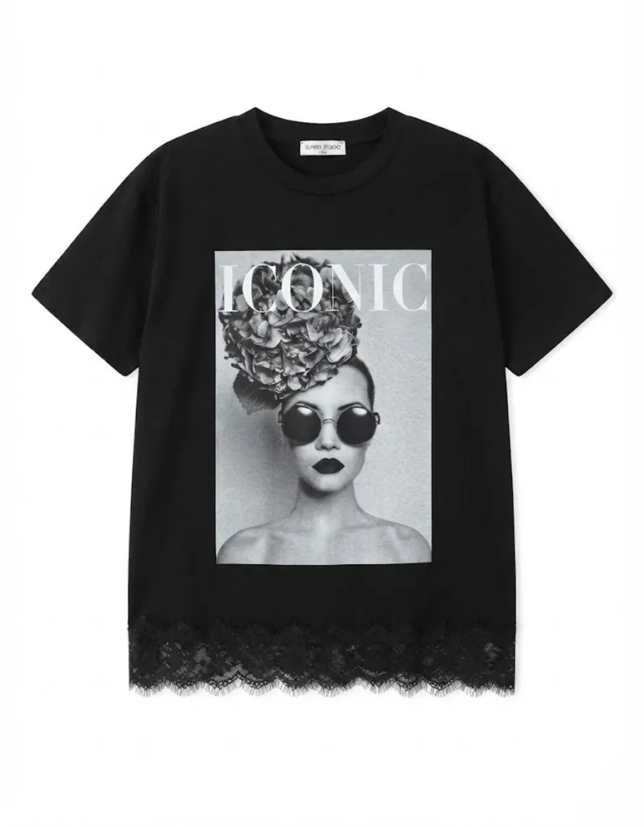 TEESHIRT ICONIQUE NOIR DENTELLE NOIRE