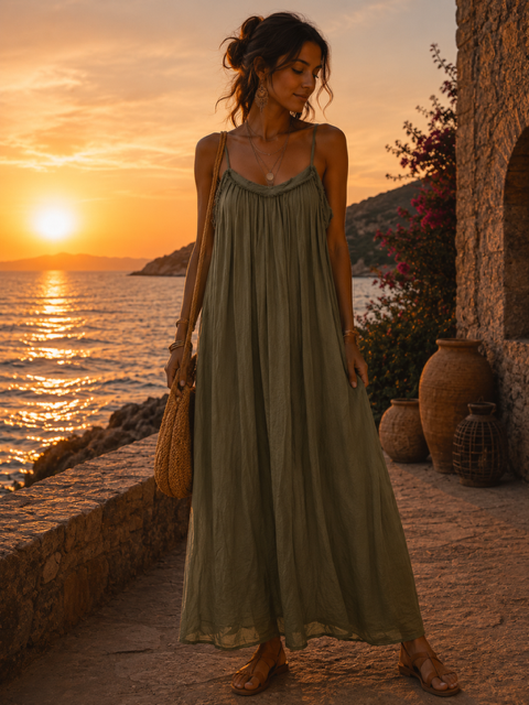 ROBE LONGUE DOUBLEE KAKI