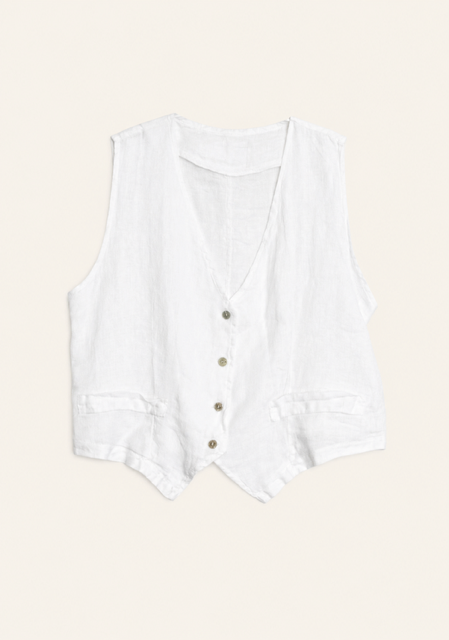 GILET BLANC 100% LIN