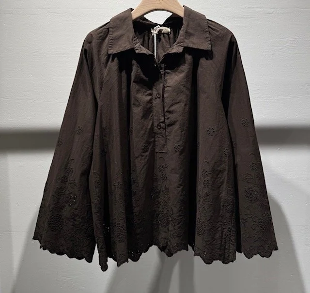 CHEMISE BRODERIES ANGLAISES CHOCOLAT