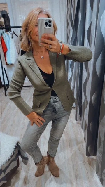 BLAZER EN MAILLE KAKI