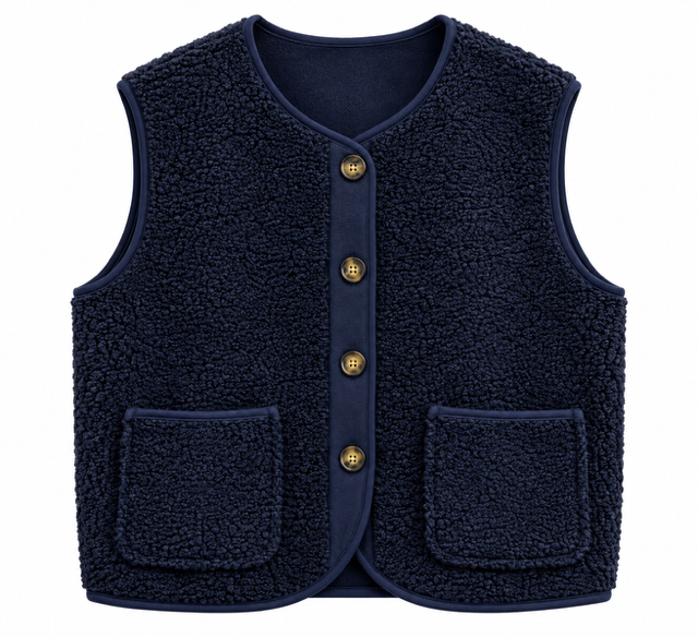 GILET SANS MANCHES BOUCLETTE MARINE