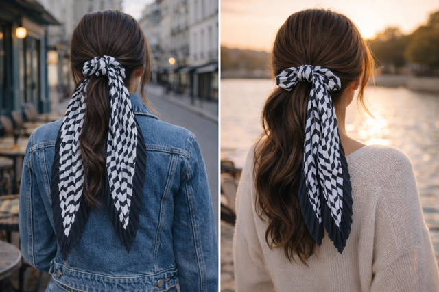 FOULARD OU CHOUCHOU POUR CHEVEUX NOIR