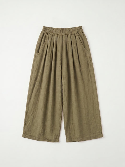 PANTALON EN GAZE DE COTON KAKI +LEGER QUE LA BLOUSE