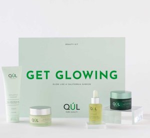 QUL luxury skincare kit with exfoliating cleanser