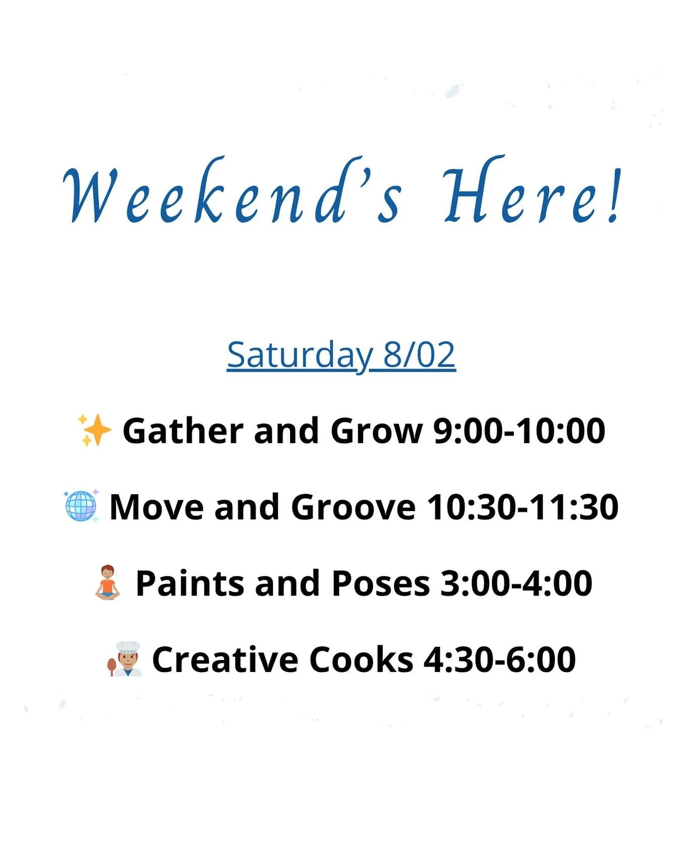Check out Saturday&rsquo;s pportunities for getting some fun times in at Star Path ✨ 

www.starpathmontessori.com

Hope to see you this weekend 🤩

www.starpathmontessori.com

#starpathmontessori #starpath #starpathkids #letsgather #weekendoption #we