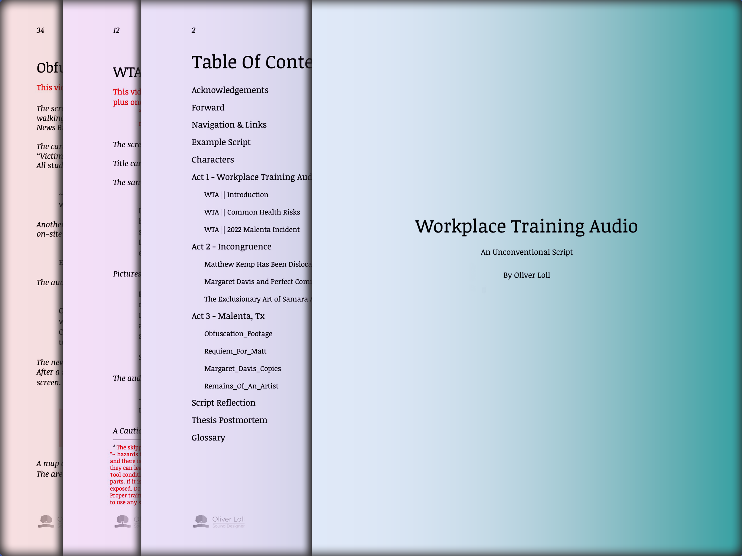 1) Write a full script for Workplace Training Audio, telling a full story in this unusual world