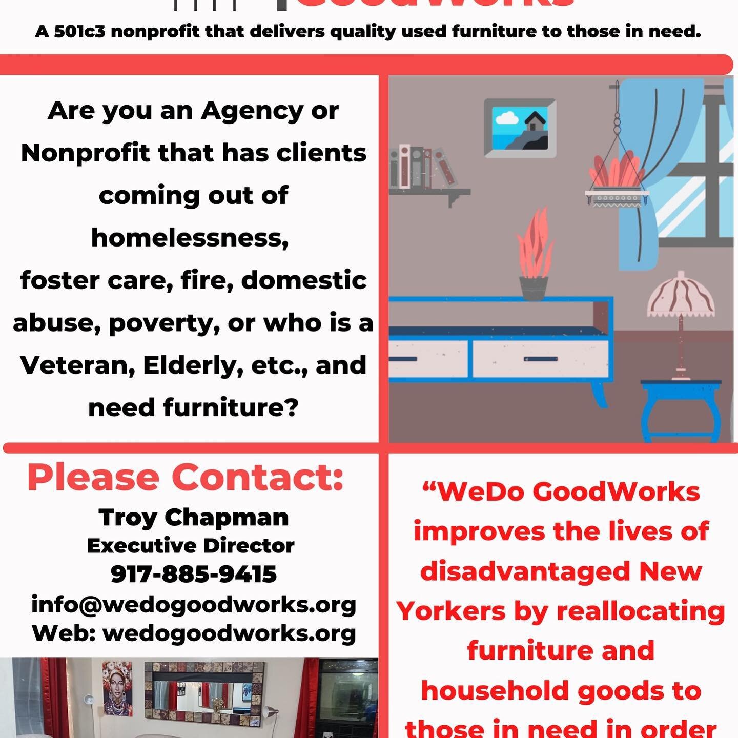 .
#wedogoodworks #wdgw #wdgwamazonsmile #nonprofitorganization #donations #charity #nyc #homelessness #furniturenyc #homerenovation