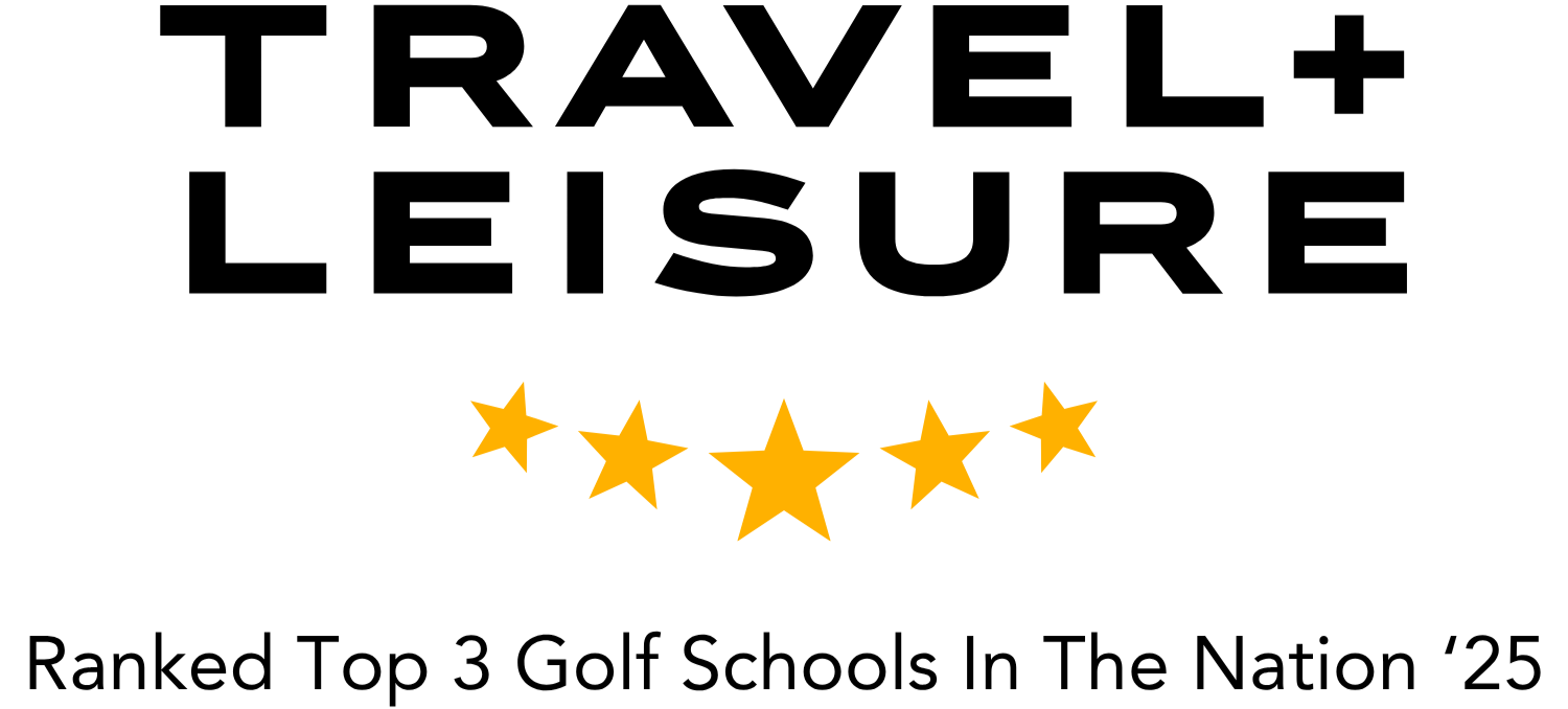 Travel + Leisure five-star award badge: Ranked Top 3 golf schools in the nation (2025)