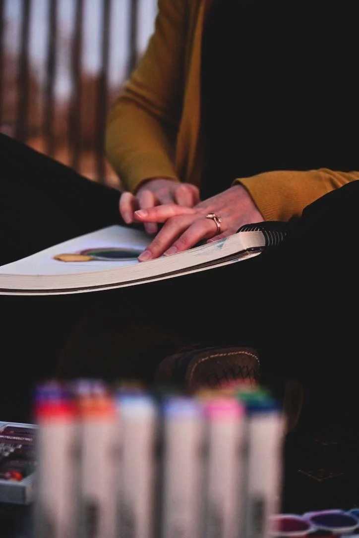Leanne Morton, art therapist in Denver, demonstrating art therapy materials and techniques.