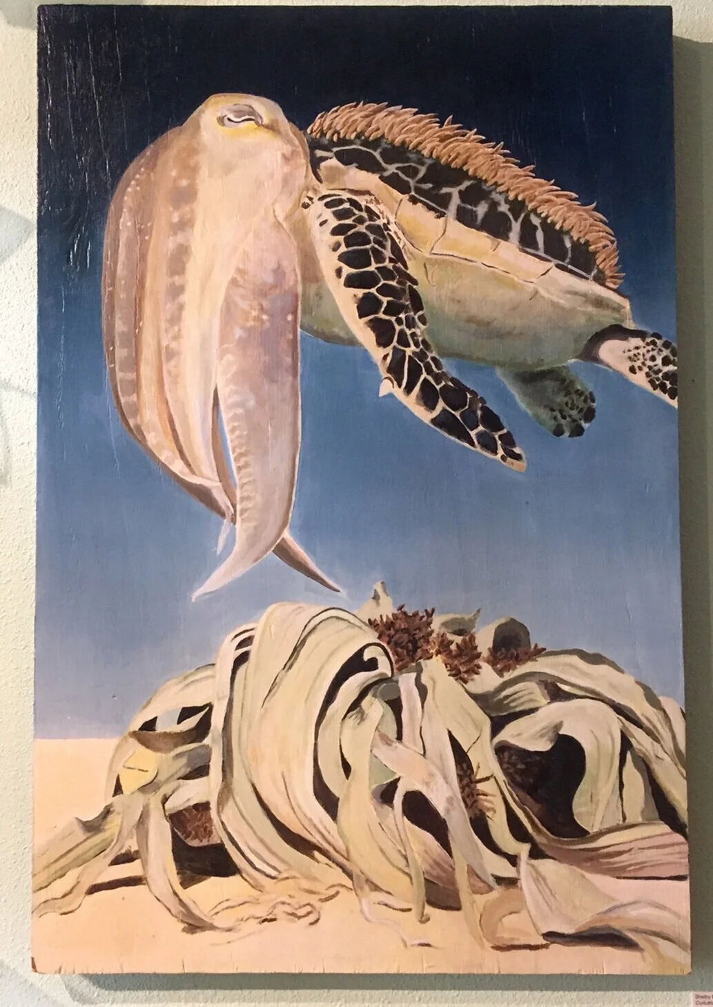 Curtuttle with Welwitschia, Oil on Panel, 36" x 25",  2011