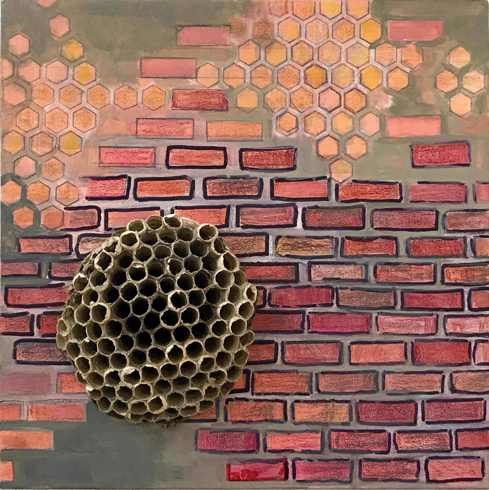 Structural Pattern study, mixed media, 6" x 6", 2018
