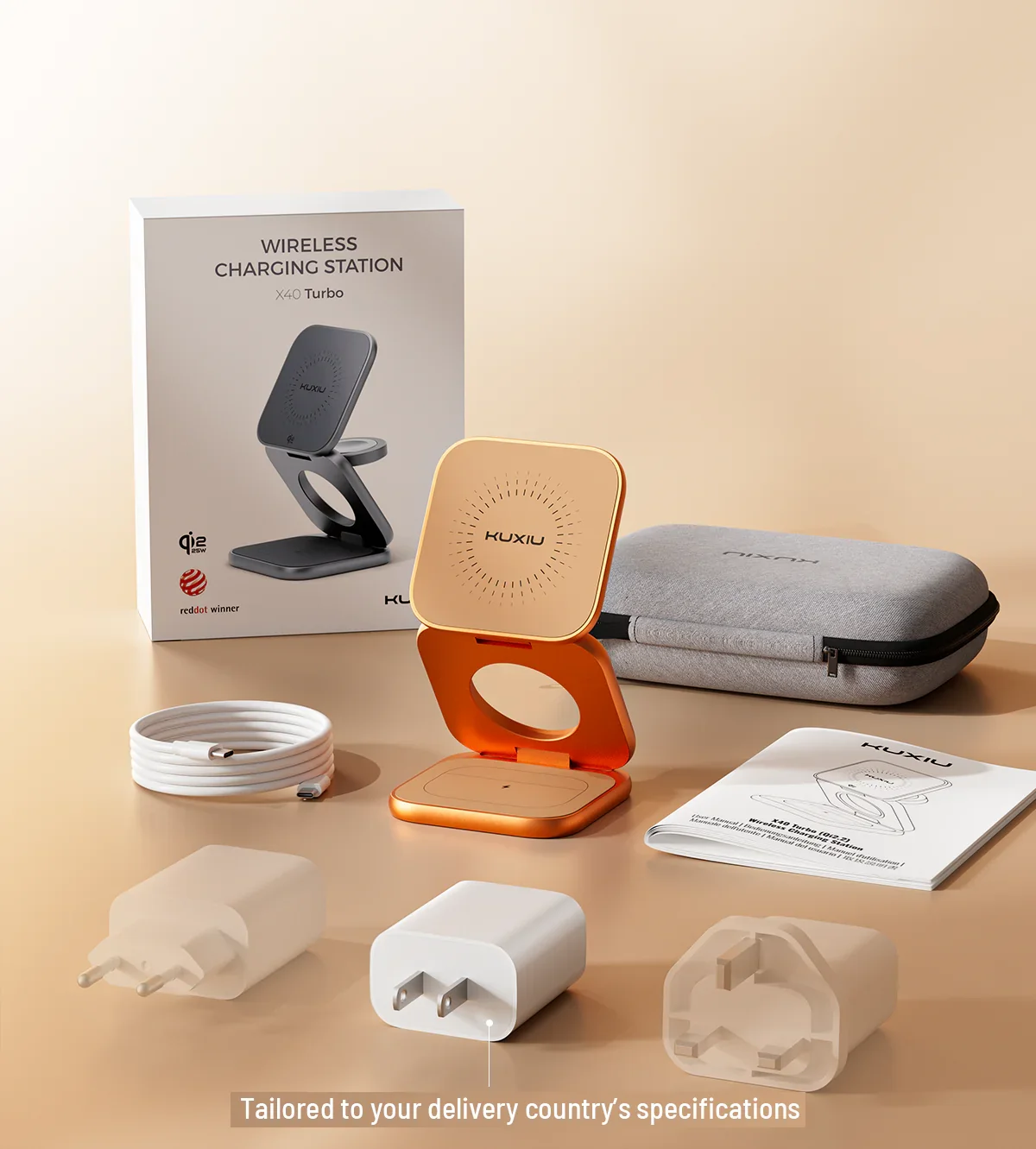 KUXIU X40 Turbo Charge in Orange compete what's in the box.