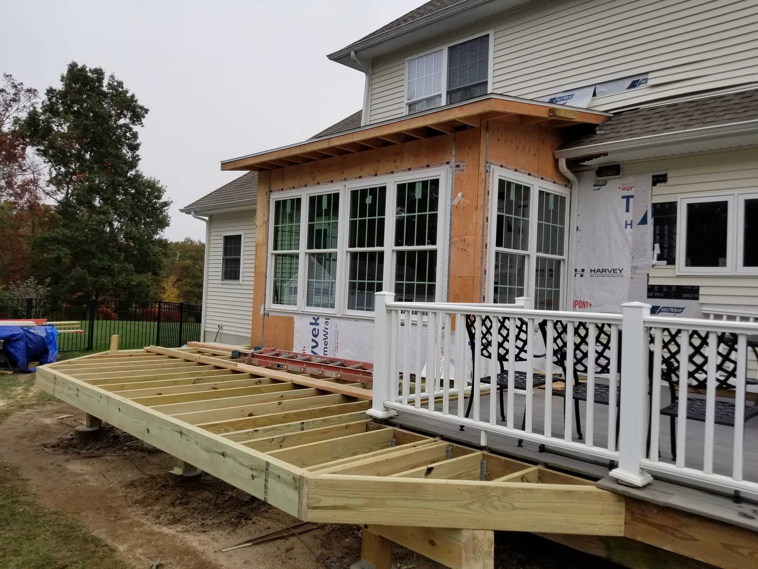 During the build out of a sunroom project in East Lyme