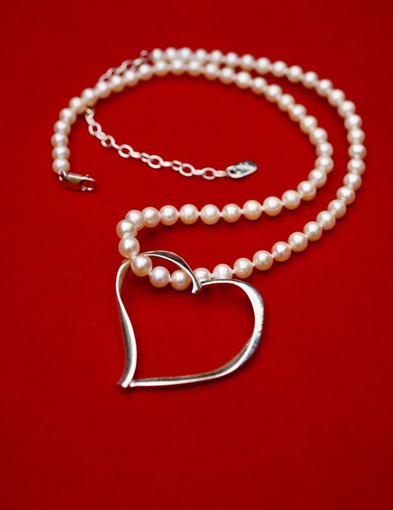 Big Open Heart Pearl Necklace — Tim and Mabel