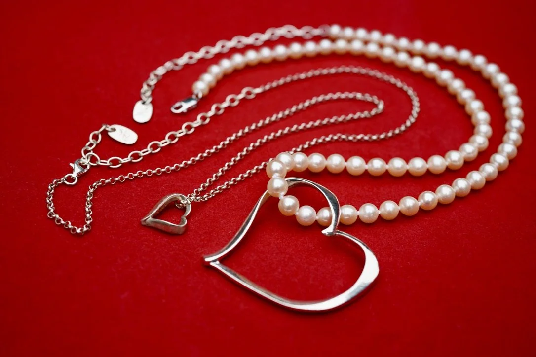 ■ENGBROX■ kitsch heart pearl necklace EBNL25041WH Pearl Necklace By Zz Top|2023 Baroque Pearl Chain Necklace