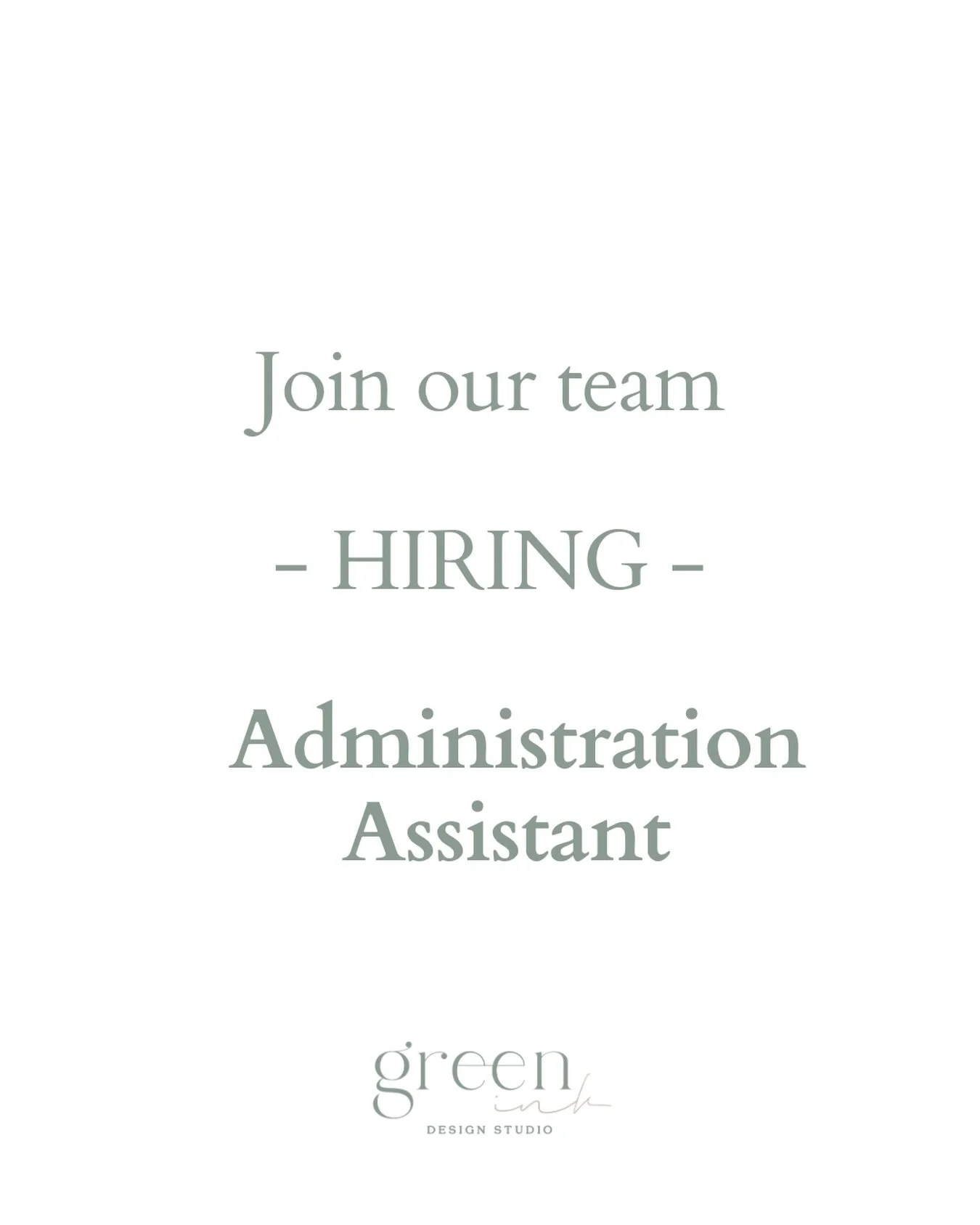 POSITION FILLED - We are hiring.

At Green Ink Design Studio, we&rsquo;re looking for an Administration Assistant to support of our growing studio.

This is not your standard admin role. You&rsquo;ll work closely with the Director, bringing structure