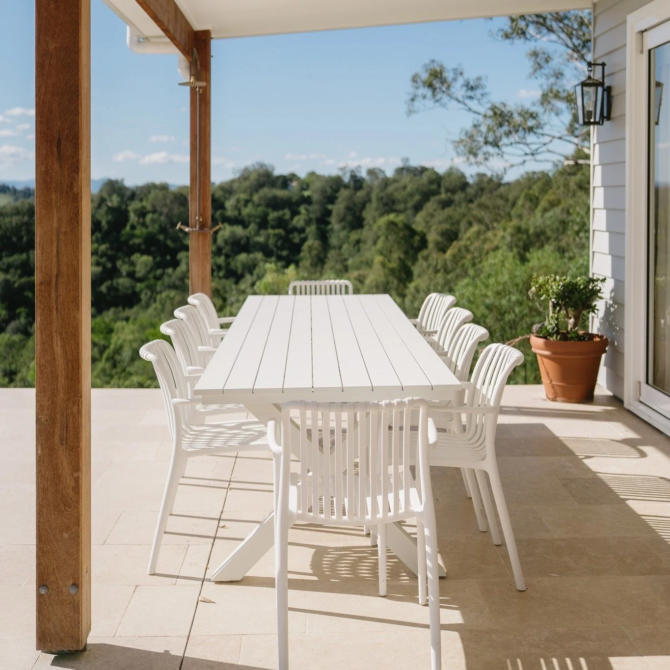 Spring suits this one. 

A home designed well doesn't have a single "best" season &mdash; it just changes character with the light. The same facade that glows gold in summer settles into something quieter, warmer, in autumn. That's not luck