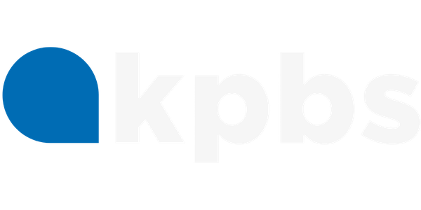 KPBS logo with a blue icon and white text
