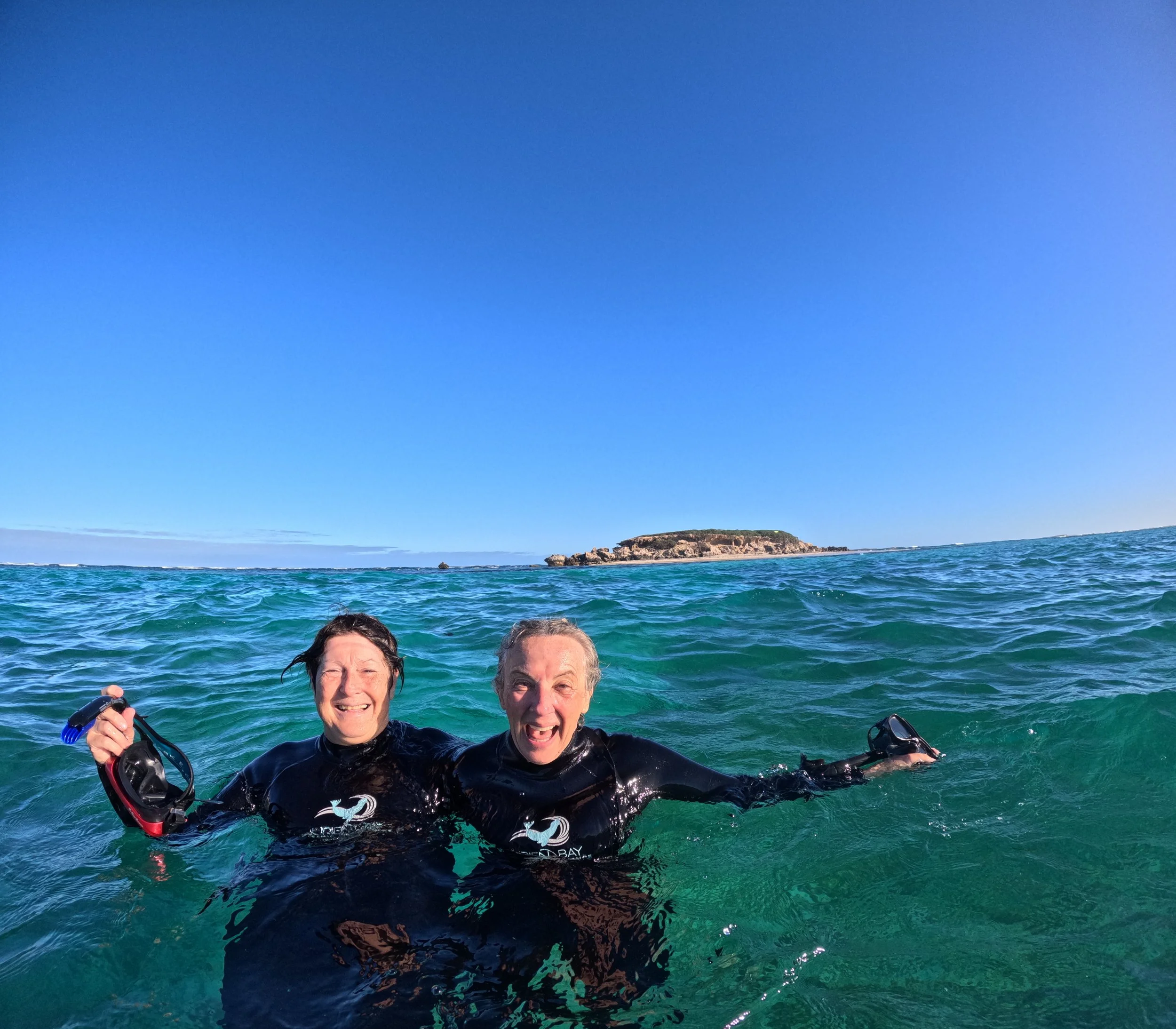 Smiling guests after completing an unforgettable sea lion tour with Jurien Bay Oceanic Experience.