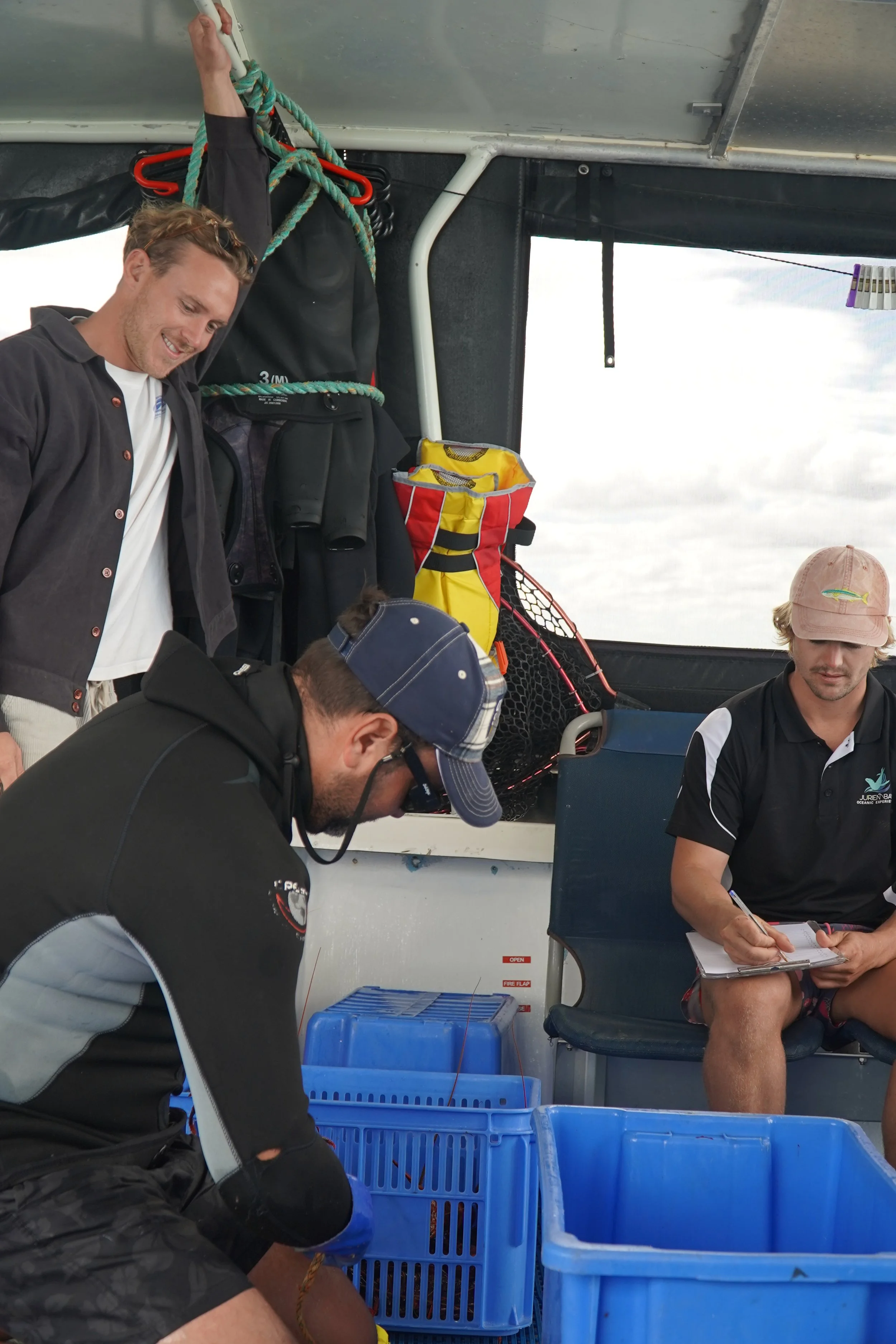 Guests learning about recreational Western Rock Lobster fishing with experienced local guides in Jurien Bay.