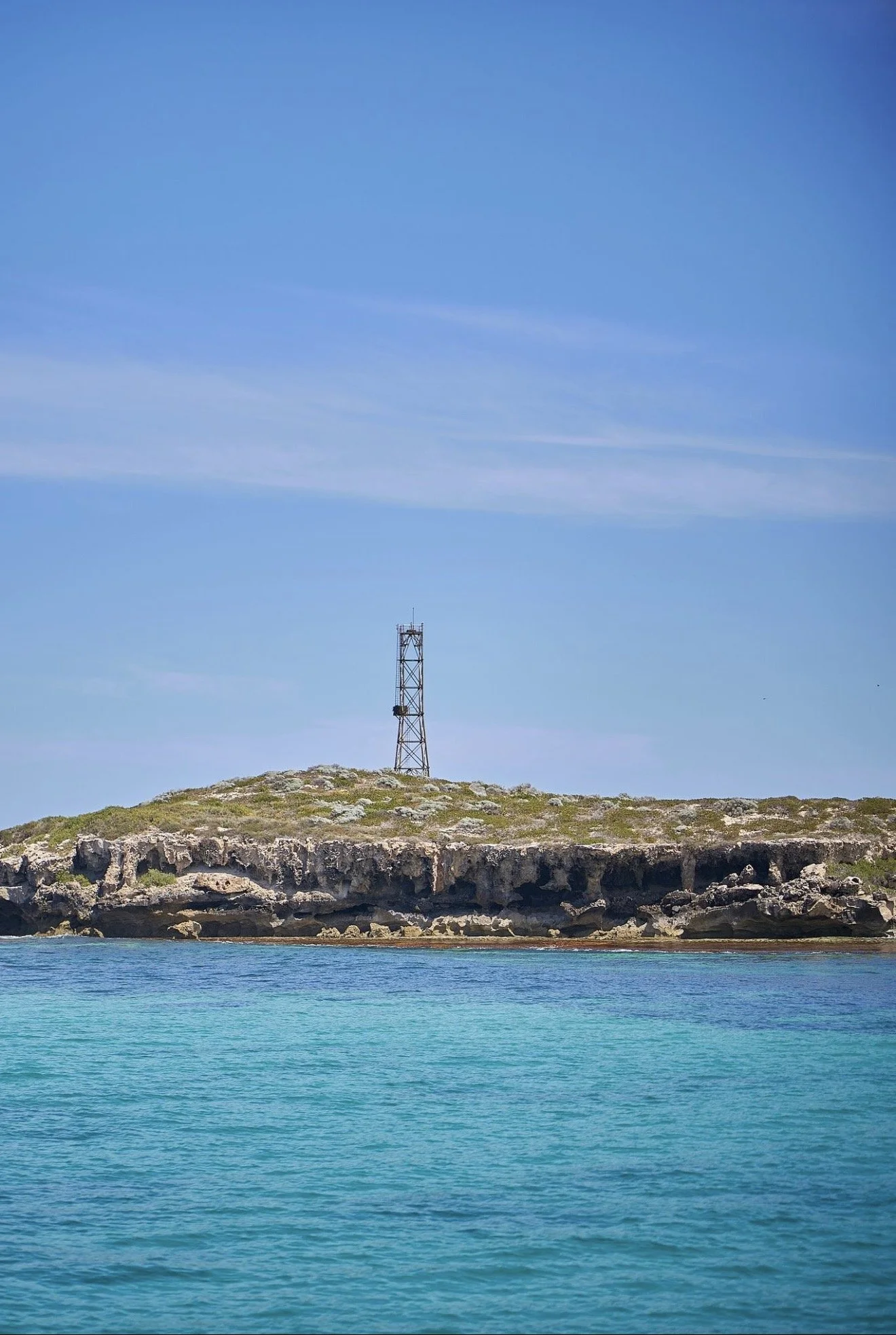Limestone island and surrounding turquoise waters in the Jurien Bay Marine Park.