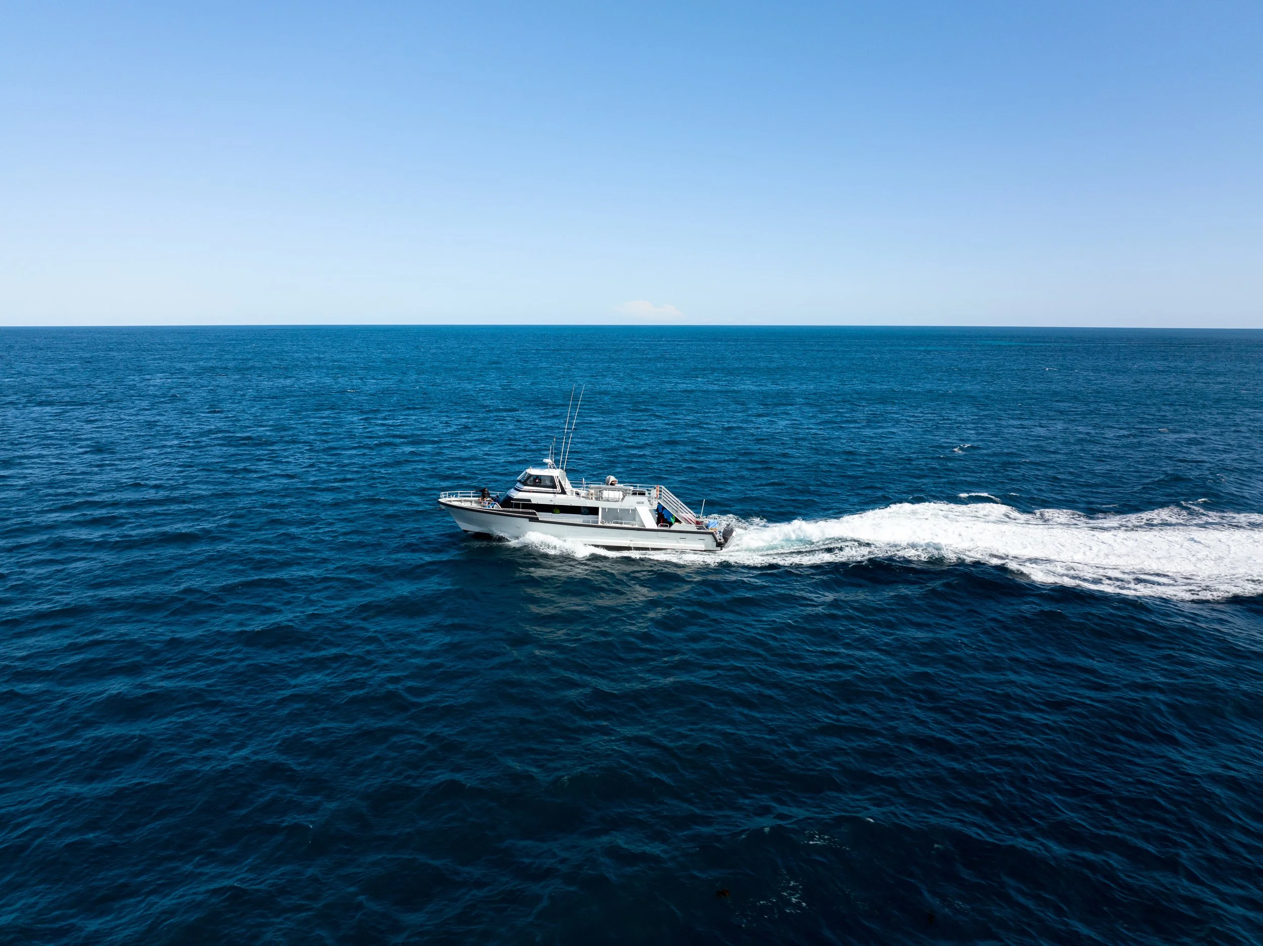 MV High Voltage travelling across the Indian Ocean during a marine tour in Jurien Bay, Western Australia.