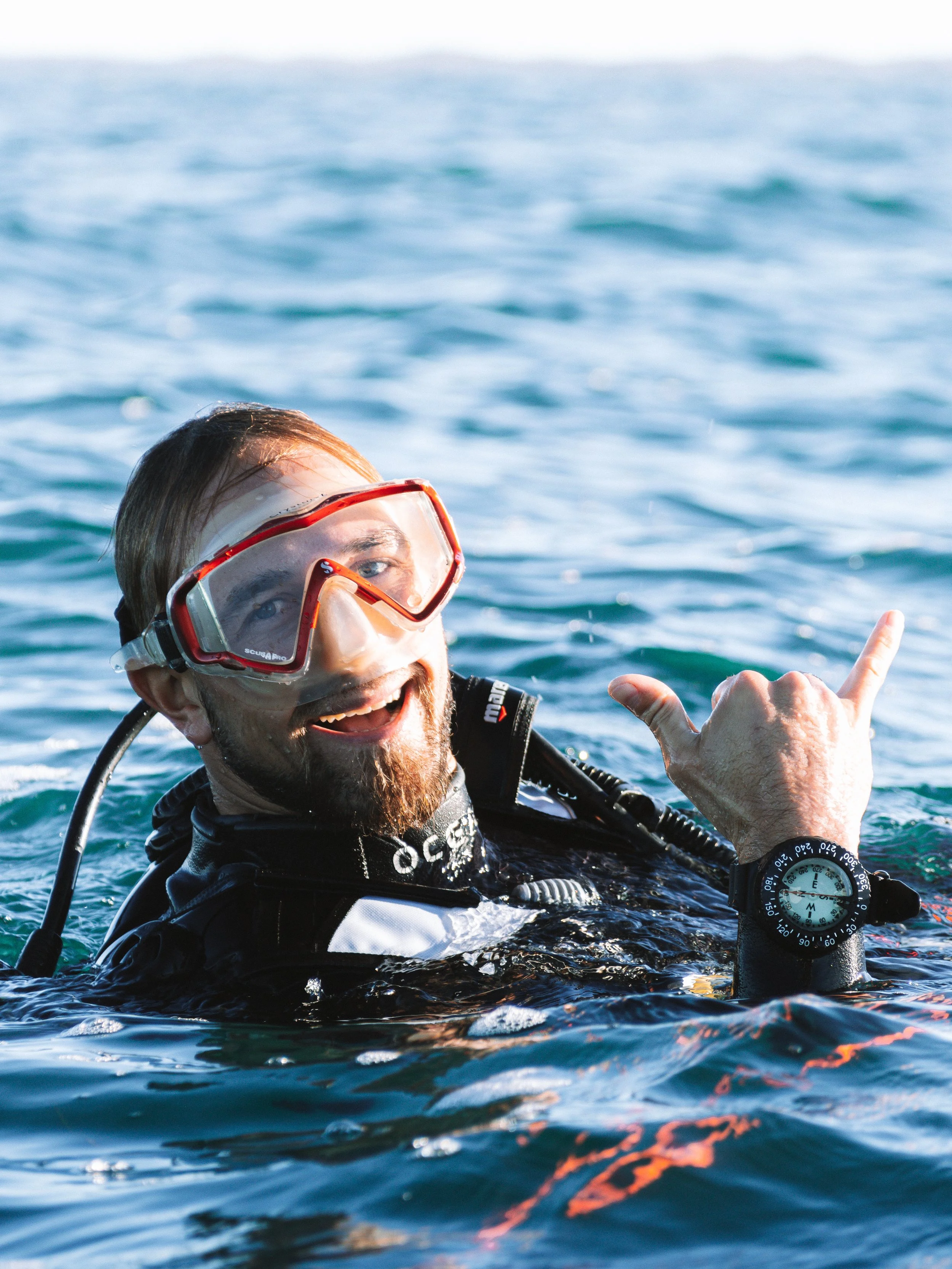 Scuba diver preparing to explore the waters of Jurien Bay, Western Australia.