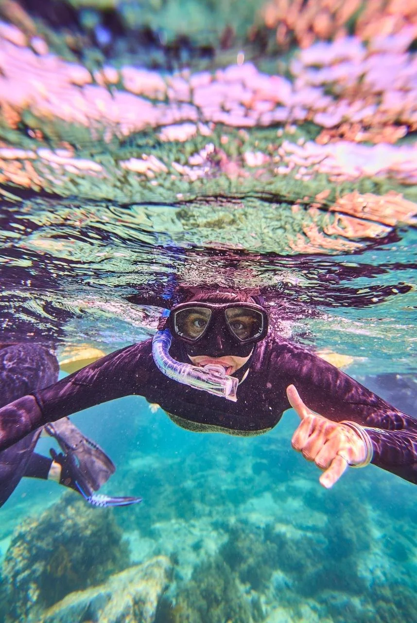 Snorkeller swimming through clear water in the Jurien Bay Marine Park.