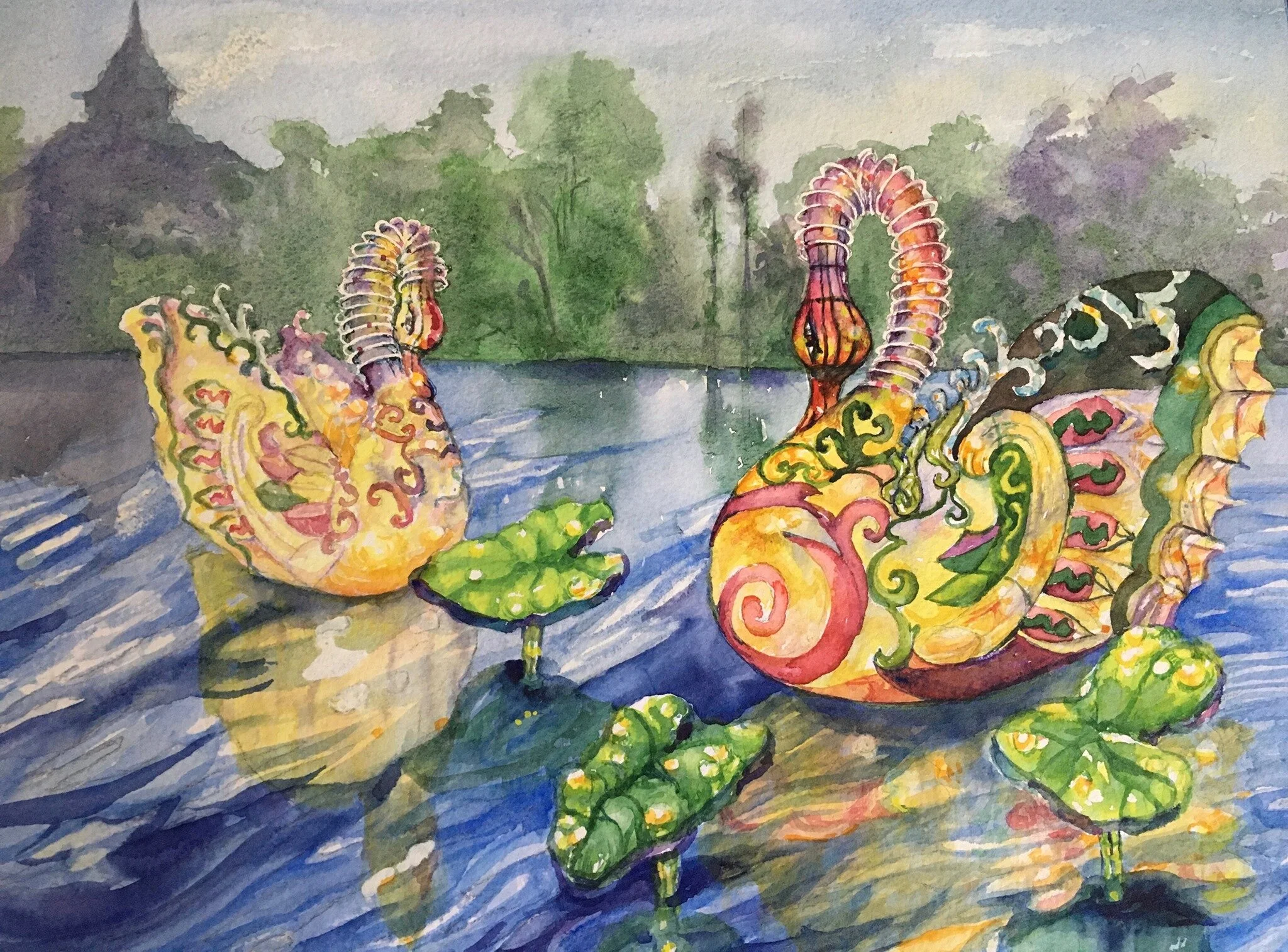 Swans at Twilight available