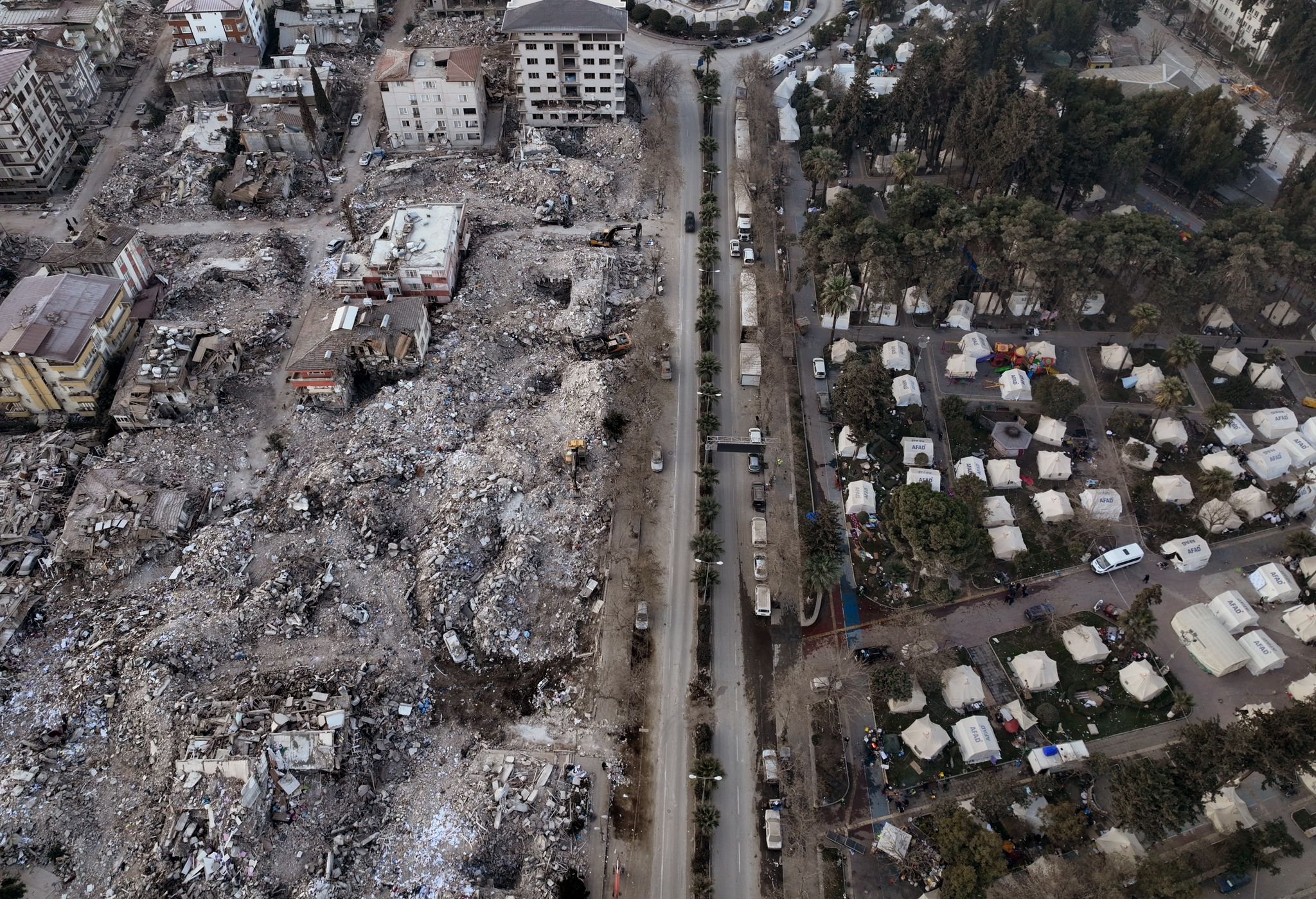  A drone view of the destruction of Hatay, Turkey on February 12, 2023. 