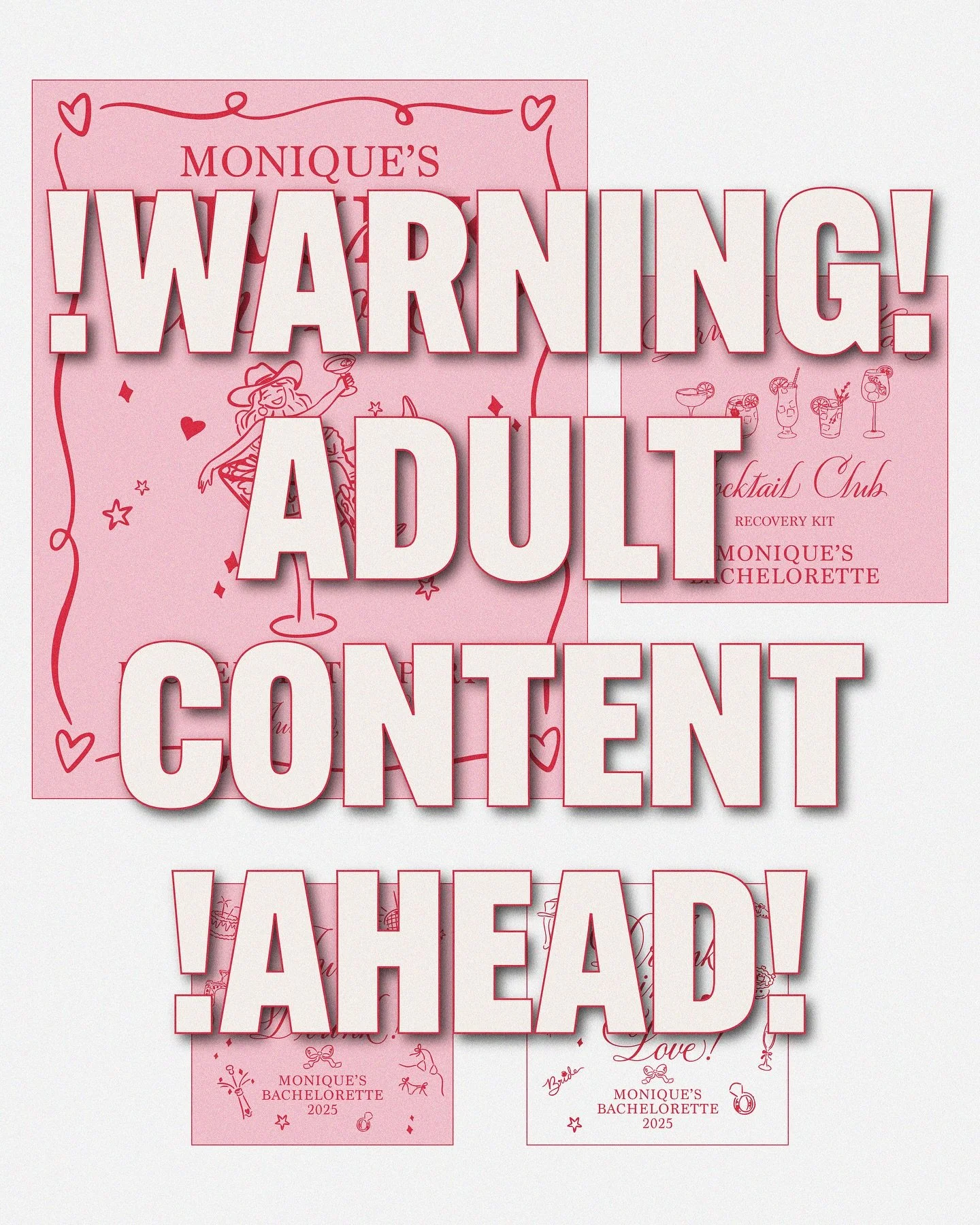 Final reveal! 💖 I'm obsessed with how these Bachelorette graphics turned out for Monique's trip! Her sister chose the perfect designs, and I loved seeing them in action. I designed the graphics and printed the koozies in house. I didn&rsquo;t print 