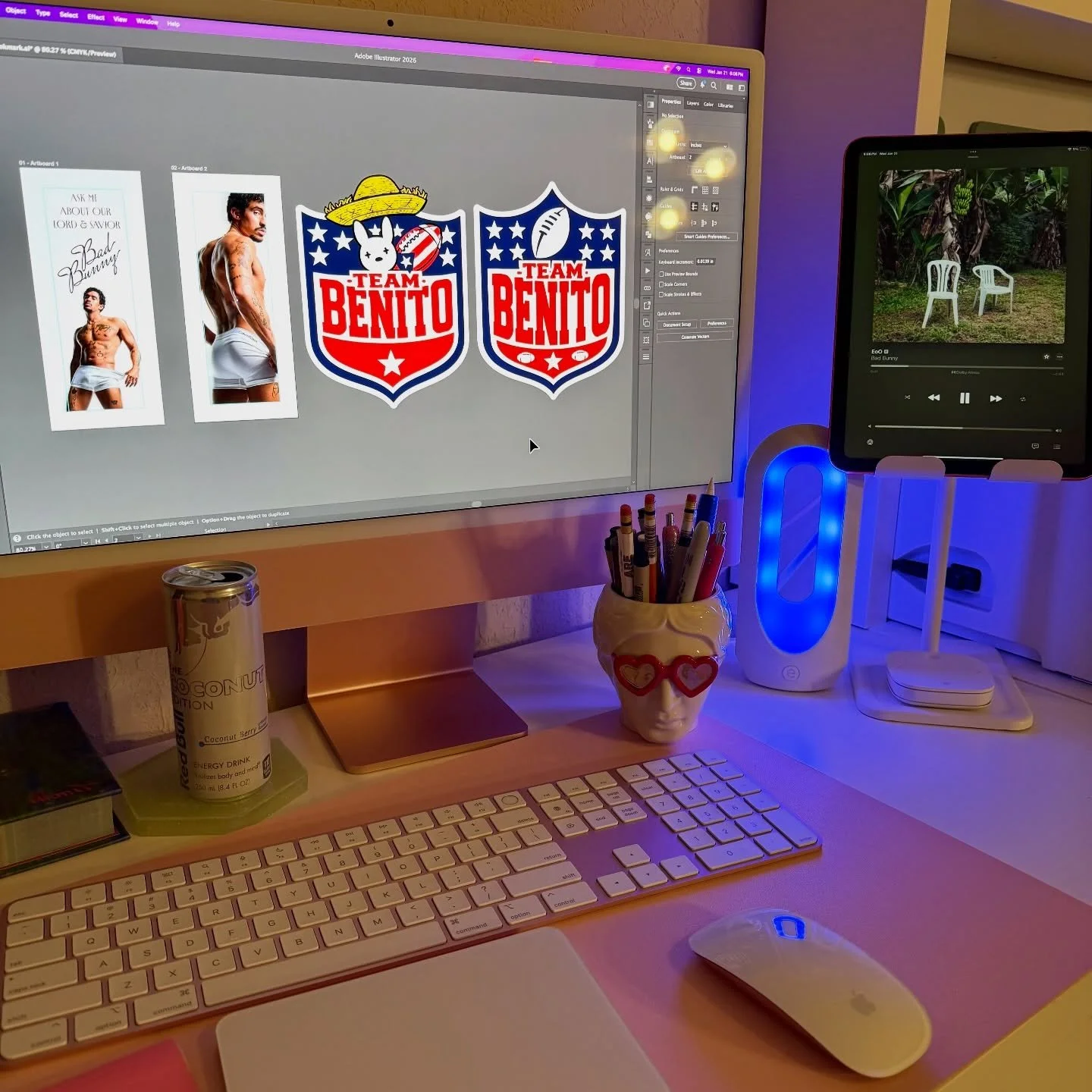 A peek at what I&rsquo;ve been working on!👀🐰 Designed my own Bad Bunny bookmark for the hotties that love to read.😽 I&rsquo;m getting back into creating my own items &amp; releasing them on my website again! Drops like this will be limited so make