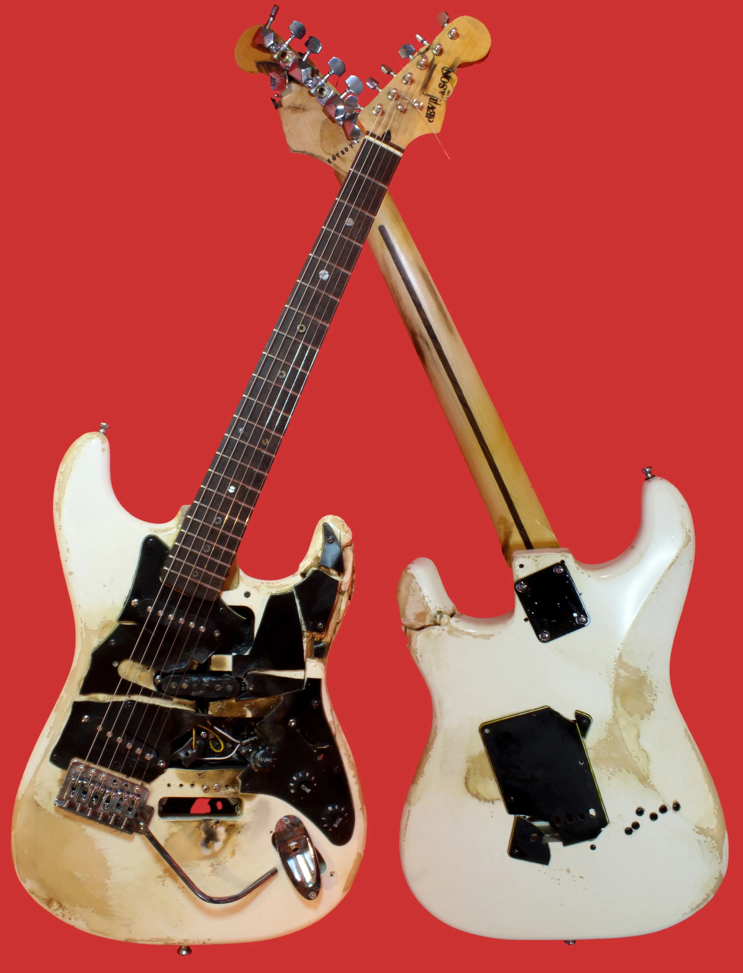 End of the Road Stratocaster (white with black scratchplate) — Devil