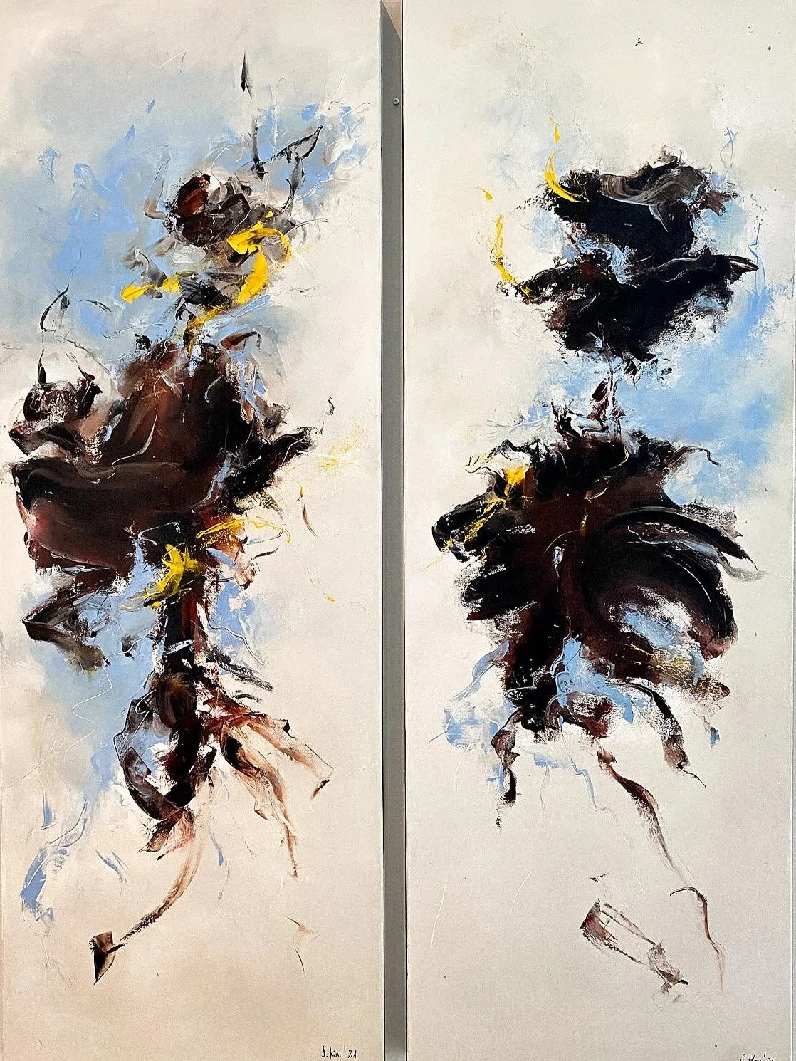 Earth song I+II, Diptych 2x 140x50x4cm, €1.550 (each; can be purchased individually)